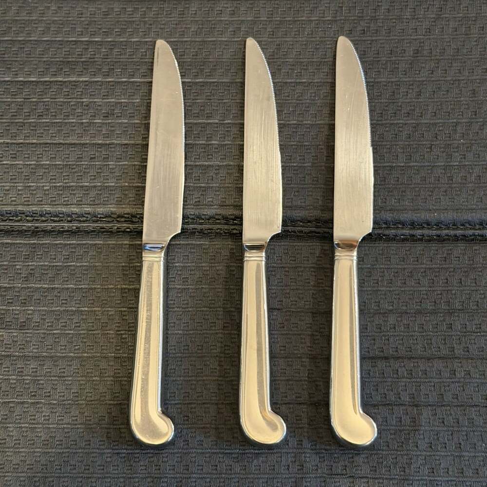 Martha Stewart Essentials MSE Stainless Dinner Knives Set Of 3 - 3/8” Thick
